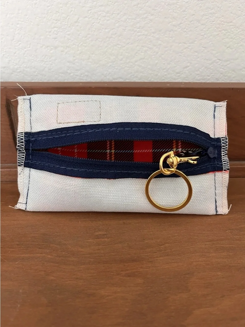 Makeup Junkie Bags Plaid Key Pouch - Red Navy Green